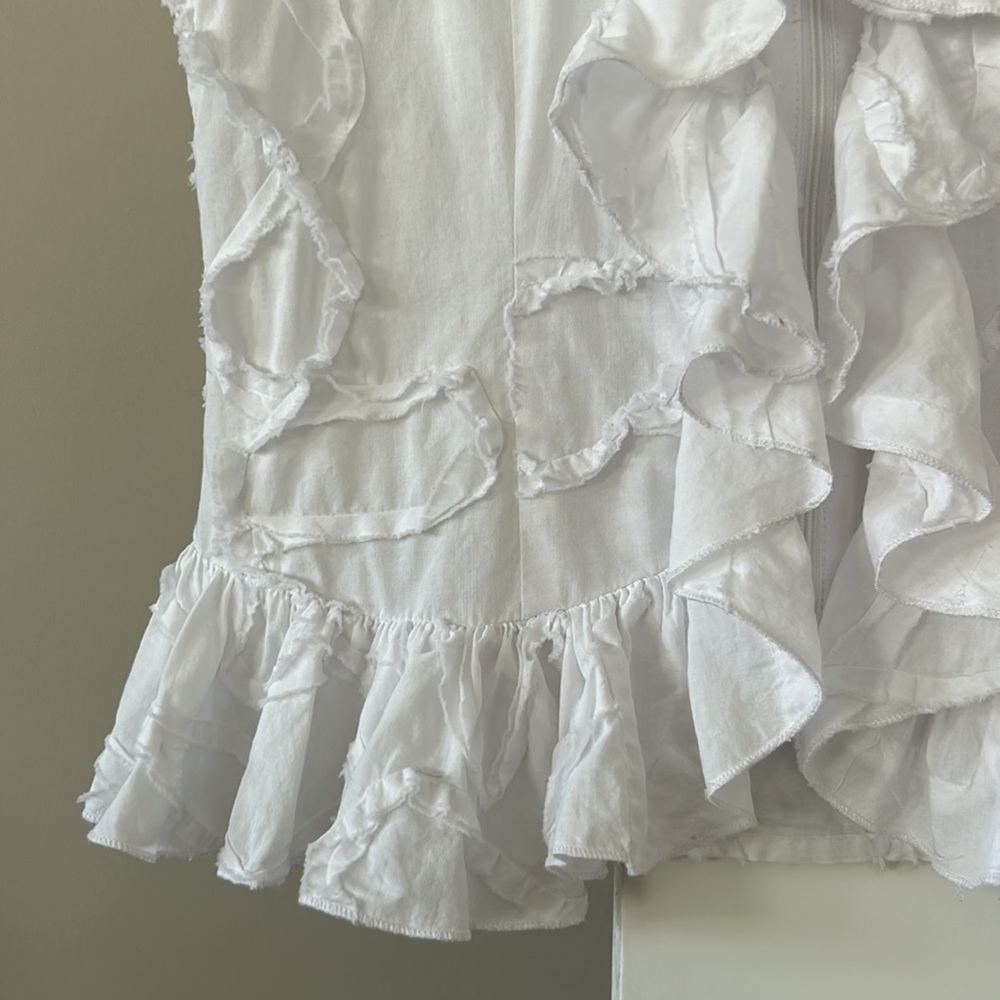 Sexy Boston Proper Lacy Ruffle Blouse w 2-Way Front Zipper Size 4 w MEASUREMENTS - Picture 5 of 12